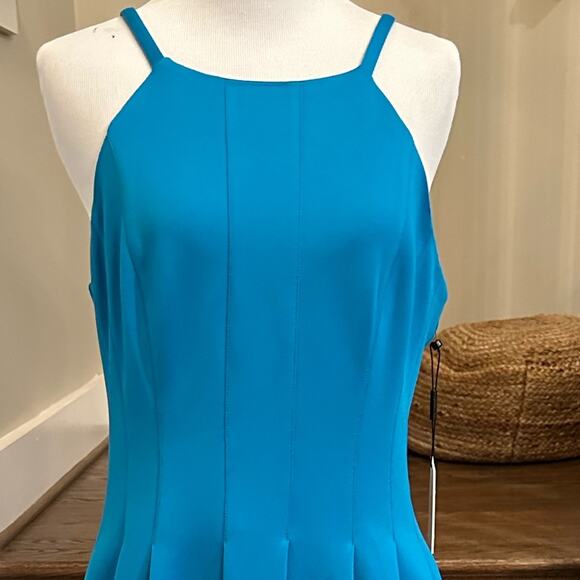Calvin Klein turquoise pleated bodice scuba dress Size 8 NEW - Picture 3 of 10